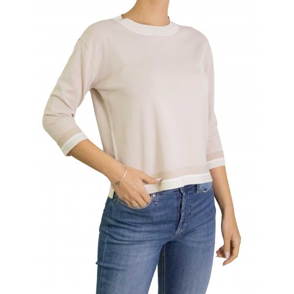 Maglia girocollo con contrasti di colore 